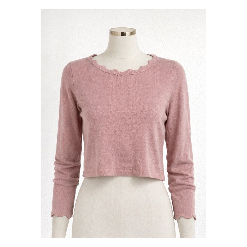 Philosophy Cropped Knit Top Mauve Pink XL EUC